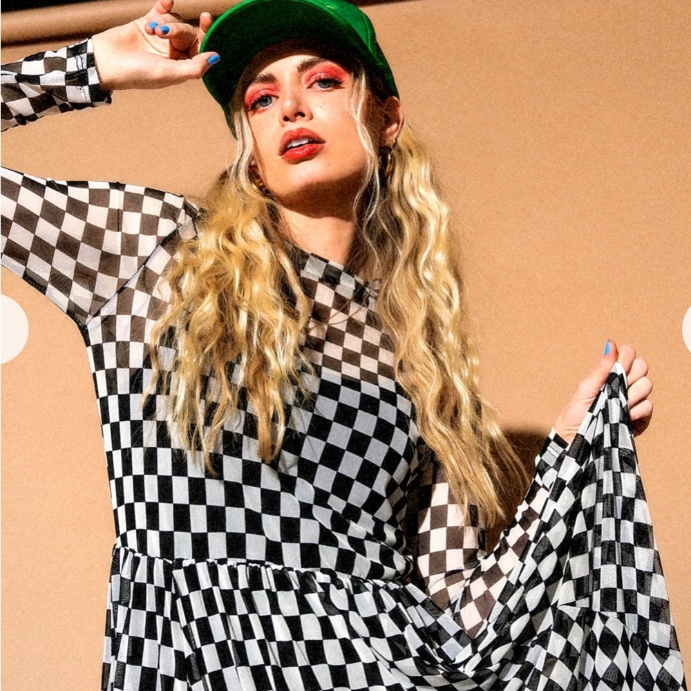 Women’s mesh checkered dress.